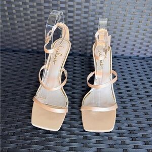 Lulu's Alayyna Nude Satin Ankle Strap Heels